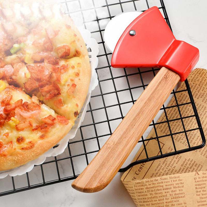 High Quality Stainless Steel Blade Cut Pizza Knives with wooden handle