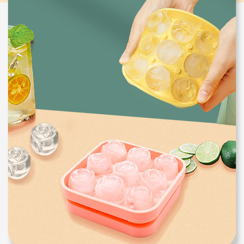 Rose Eiswürfelform aus Silikon mit Deckel Ice Ball Maker Custom