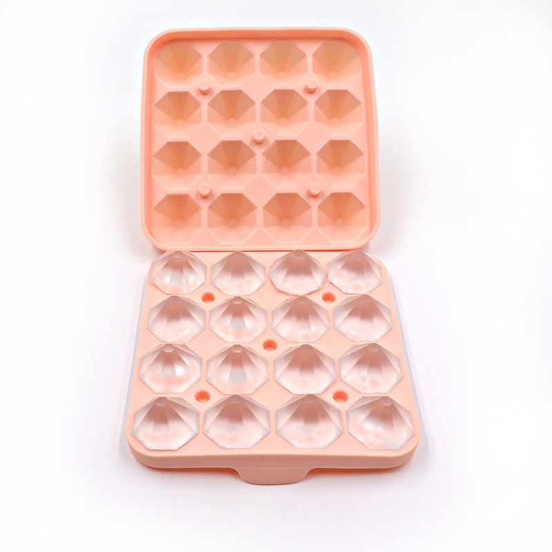 Eiswürfelform mit 16 Hohlräumen, benutzerdefinierte BPA-freie Silikonform mit Deckel