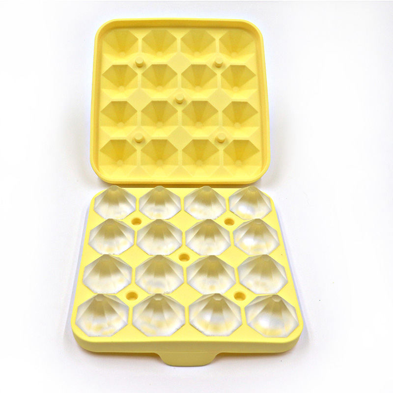 Eiswürfelform mit 16 Hohlräumen, benutzerdefinierte BPA-freie Silikonform mit Deckel