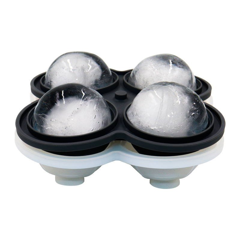 4 Hohlräume Hochwertige runde Form Eisform Silikon Eiswürfelschale Whiskey Eiswürfelkugel